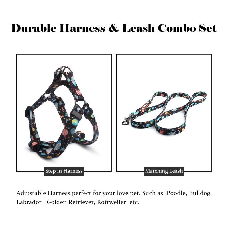 QQPETS Dog Harness Leash Set Adjustable Heavy Duty No Pull Halter Harnesses for Small Medium Large Breed Dogs Back Clip Anti-Twist Perfect for Walking (M(19"-26" Chest Girth), Space) - Image 4
